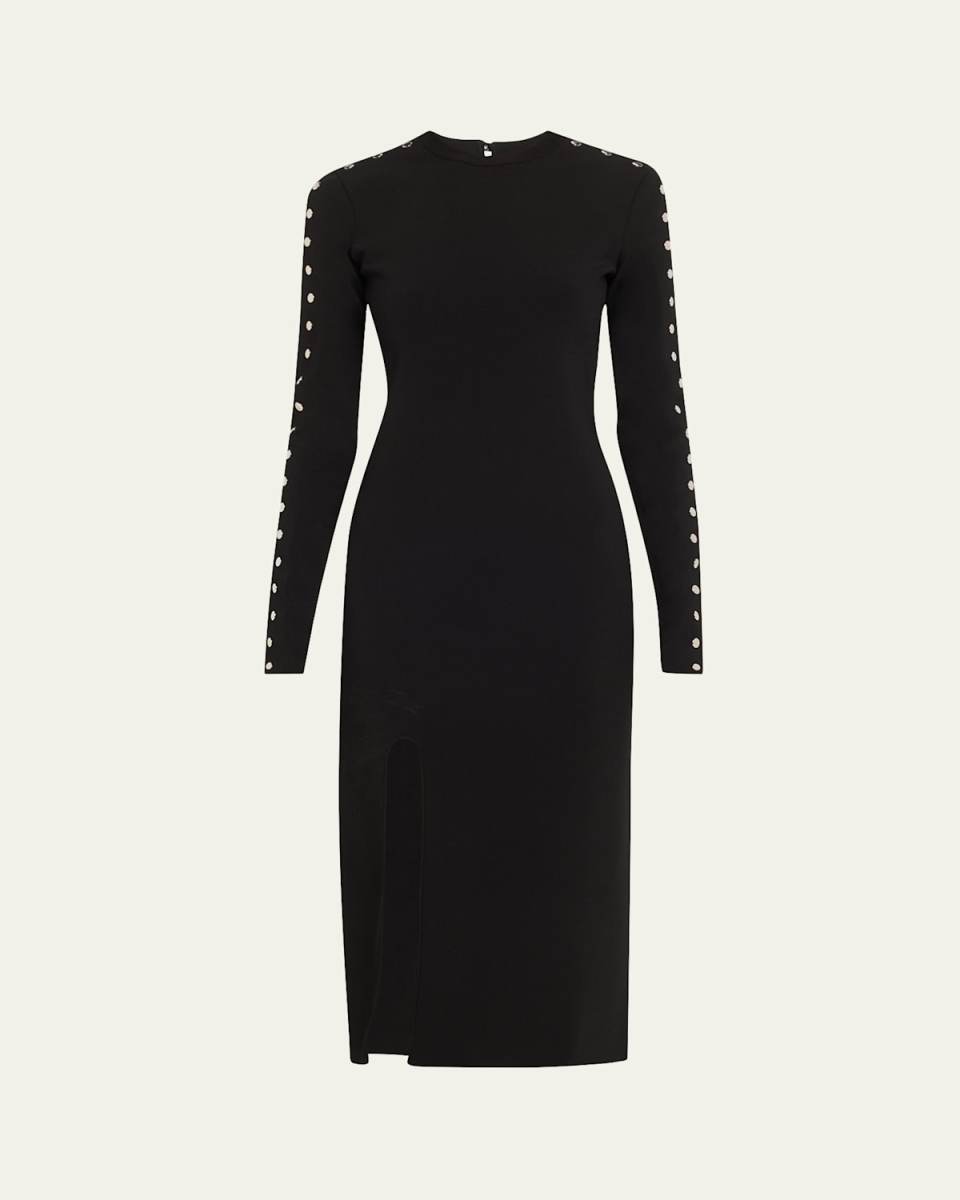 Studded Long Sleeve Midi Dress